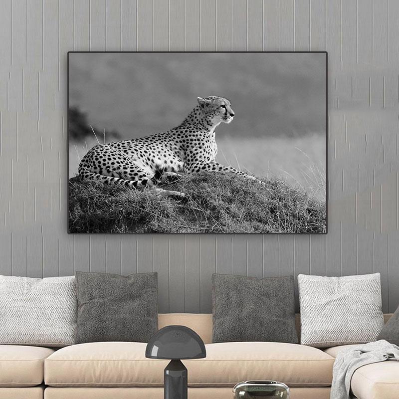 Леопардовые фотографии, постеры, принты, гепард, холст, картина, настенное искусство, черно-белое животное для гостиной, домашний декор, Cuadros