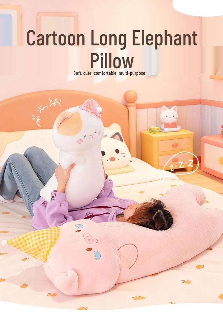 Rabbit Fur Long Throw Pillow - Flower Design, Ideal for Beds & Sofas, Side Sleeper & Hug Pillow