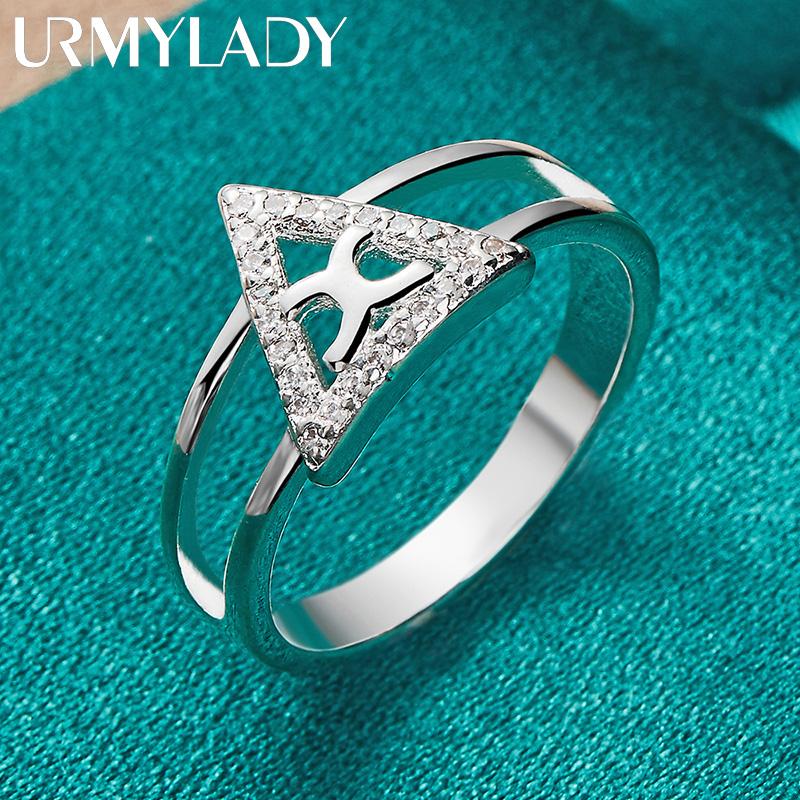 Кольцо из стерлингового серебра 925 пробы с тригональным цирконом 7, 8, 9, 10 для женщин, очаровательные ювелирные изделия