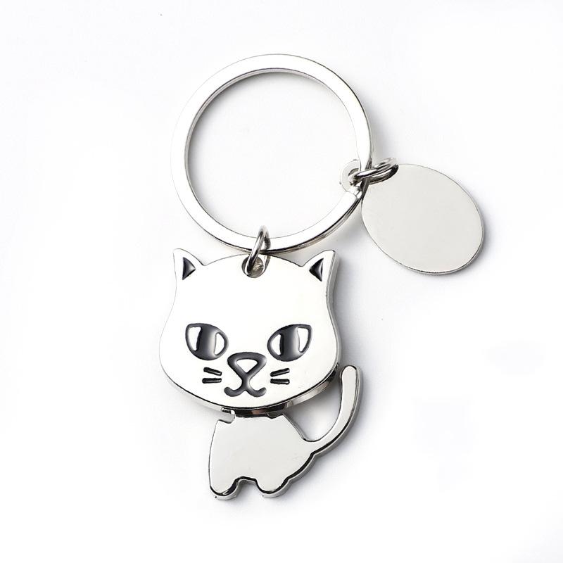 Creative Cartoon Dog Key Chains Rotatable Head Lovely Pet Smooth Stainless Steel Children's Funny Key Chain