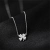 Four-Leaf Clover Luck Leaves Sweater Chokers Necklace Zircon Pendant Chain Necklace For Women Jewelry