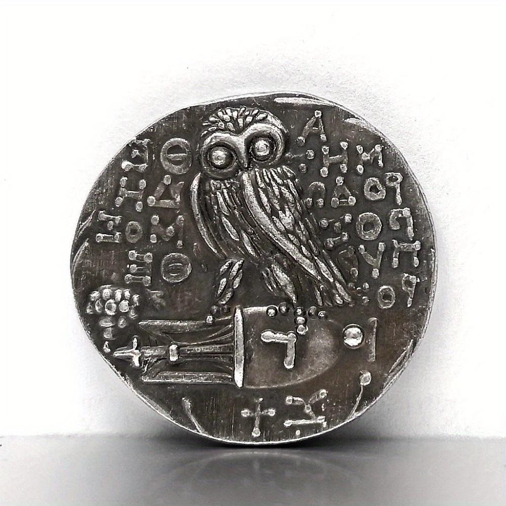 Ancient Greek Mythology Owl Athena Goddess of Wisdom Metal Badge Craft Coin Ornament Gift Copy