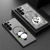 Panda Pattern Shockproof Phone Case For Samsung S25 Ultra S24 FE S23 Plus S22 S21 Wireless Charge Magnetic Matte Clear Hard PC Bumper Cover