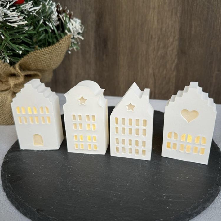Силиконовая форма для декора подсвечника 4 ячейки в форме домика Формы для изготовления атмосферного света Материалы для изготовления ювелирных изделий