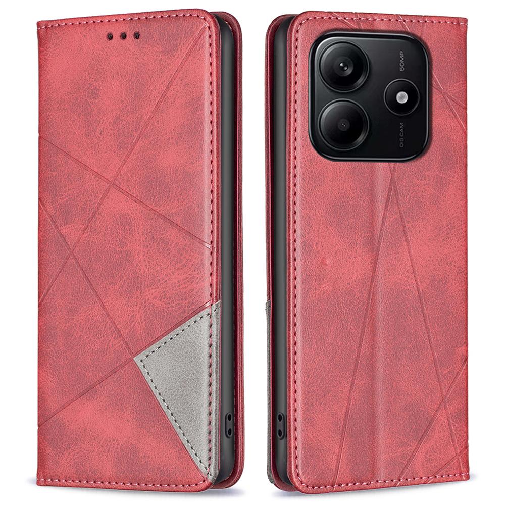 Для Xiaomi Redmi Note 14 4G (163,25x76,55x8,16 мм) Чехол Слоты для карт Геометрический оттиск Кожаный чехол для телефона