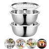 Multifunctional 3-in-1 Colander with Bowl Grater Stainless Steel Strainer Drain Basket Salad Slicer
