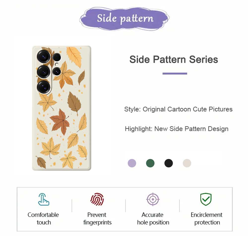 For Samsung Galaxy S25 Ultra Case Maple Leaves Pattern Printing Straight Edge TPU Phone Back Cover