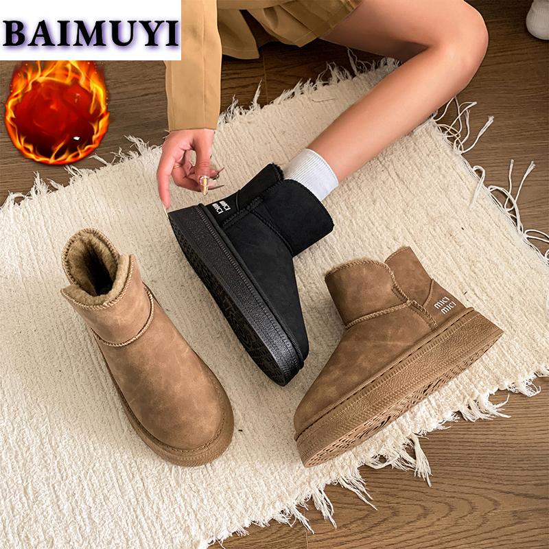 Модные меховые зимние ботинки женские на плоской платформе хлопковые туфли женские 2025 трендовые теплые зимние ботинки из искусственной кожи с плюшем удобные зимние ботинки Zapatos Mujer