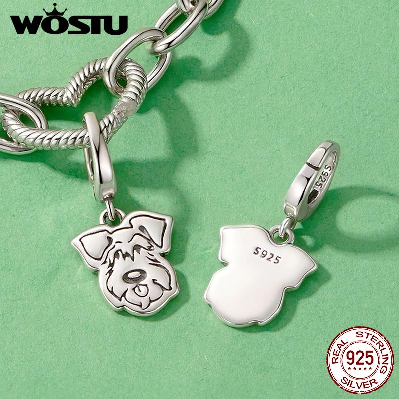 WOSTU Шармы-застежки из стерлингового серебра 925 пробы, Милые застежки-животные, Подвески, Подходят для браслета, ожерелья, ювелирных изделий DIY, Подарок для любителя домашних животных