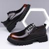 2025 Men's Leather Derby Shoes Business Formal Oxfords with Thick Sole & Elevator Design Non-Slip Office Wear for Autumn