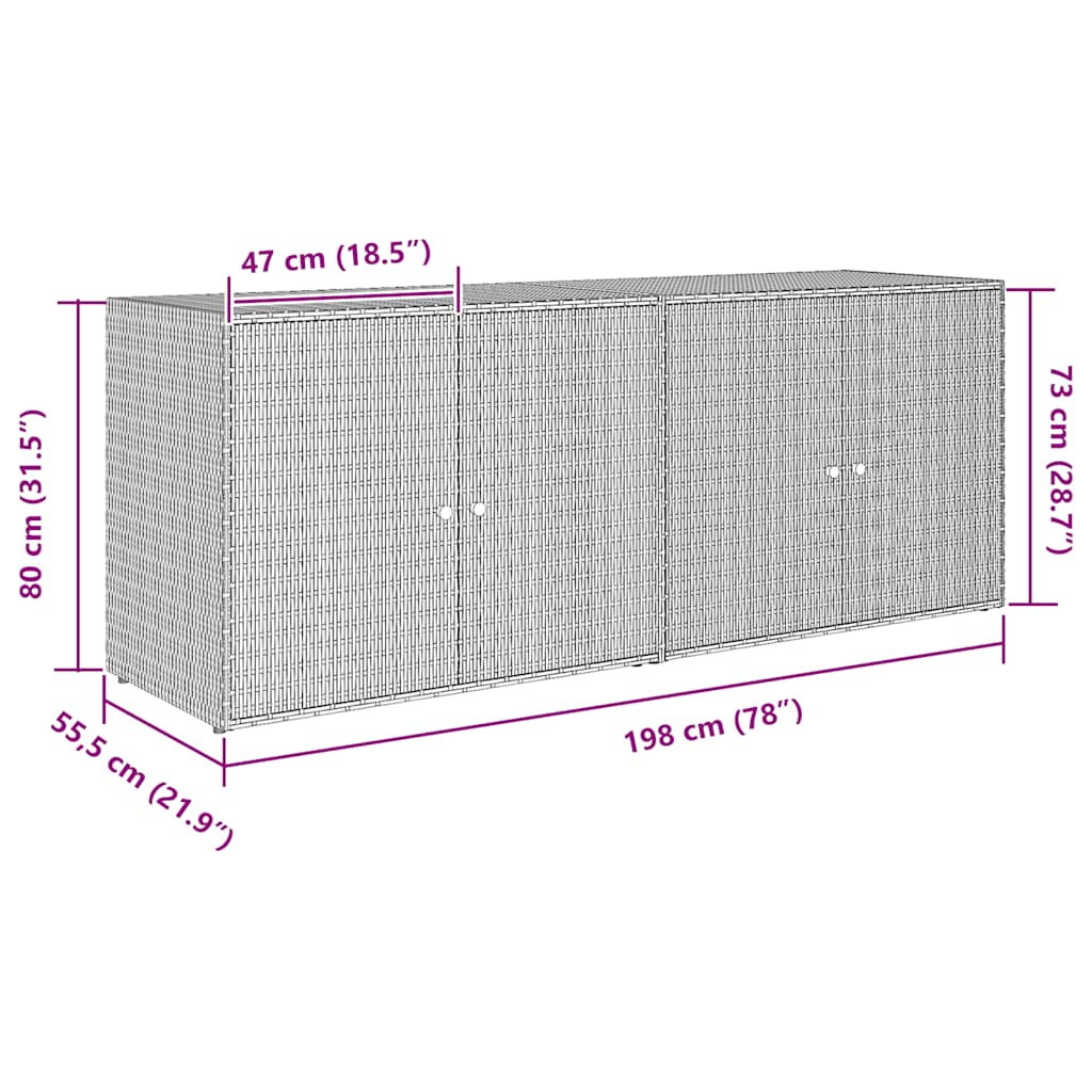 Vidaxl Szafka Ogrodowa, Czarna, 198X55,5X80 Cm, Rattan Pe
