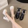 Thick Heel Mary Jane High Heels Bow with Skirt High Heels Women's New Pearl Chain Small Single Shoes