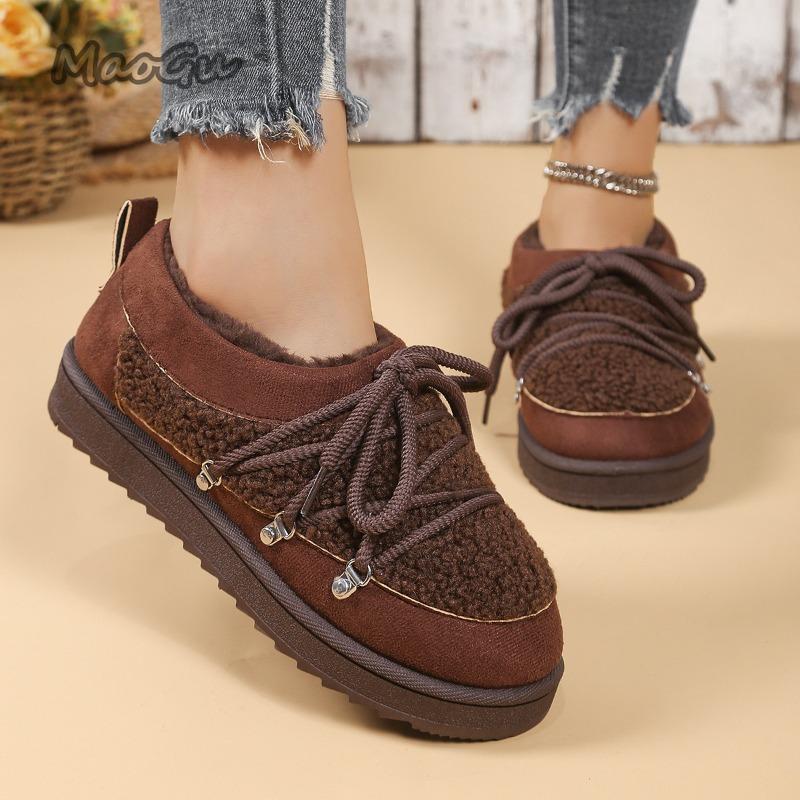 Модные осенне-зимние низкие сноубутсы женские теплые слипоны на толстой подошве меховые ботинки размер 36-44 круглый носок Botas Mujer удобная обувь