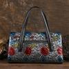 Johnature Retro Embossed Genuine Leather Women Bag Hand Painted Versatile Cowhide Shoulder & Crossbody Bags