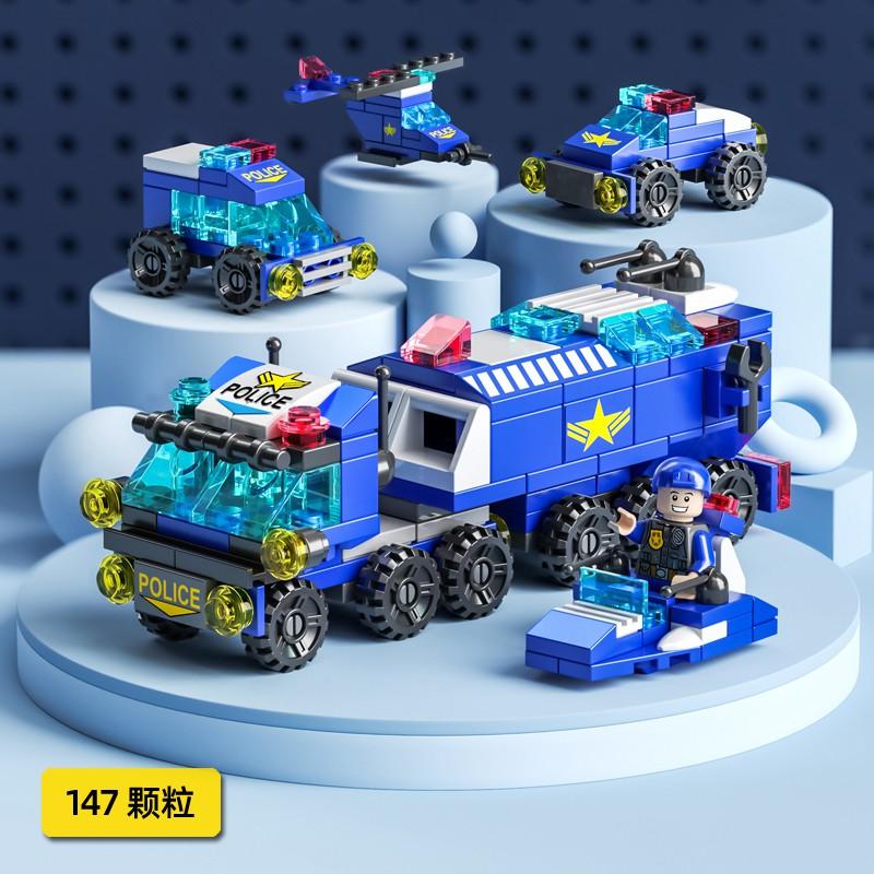 В НАЛИЧИИ Мини 6 в 1 Строительные блоки Сделай сам Обучающая игра для детей Полиция Самолет&пожарная машина&замок Модель Строительные блоки