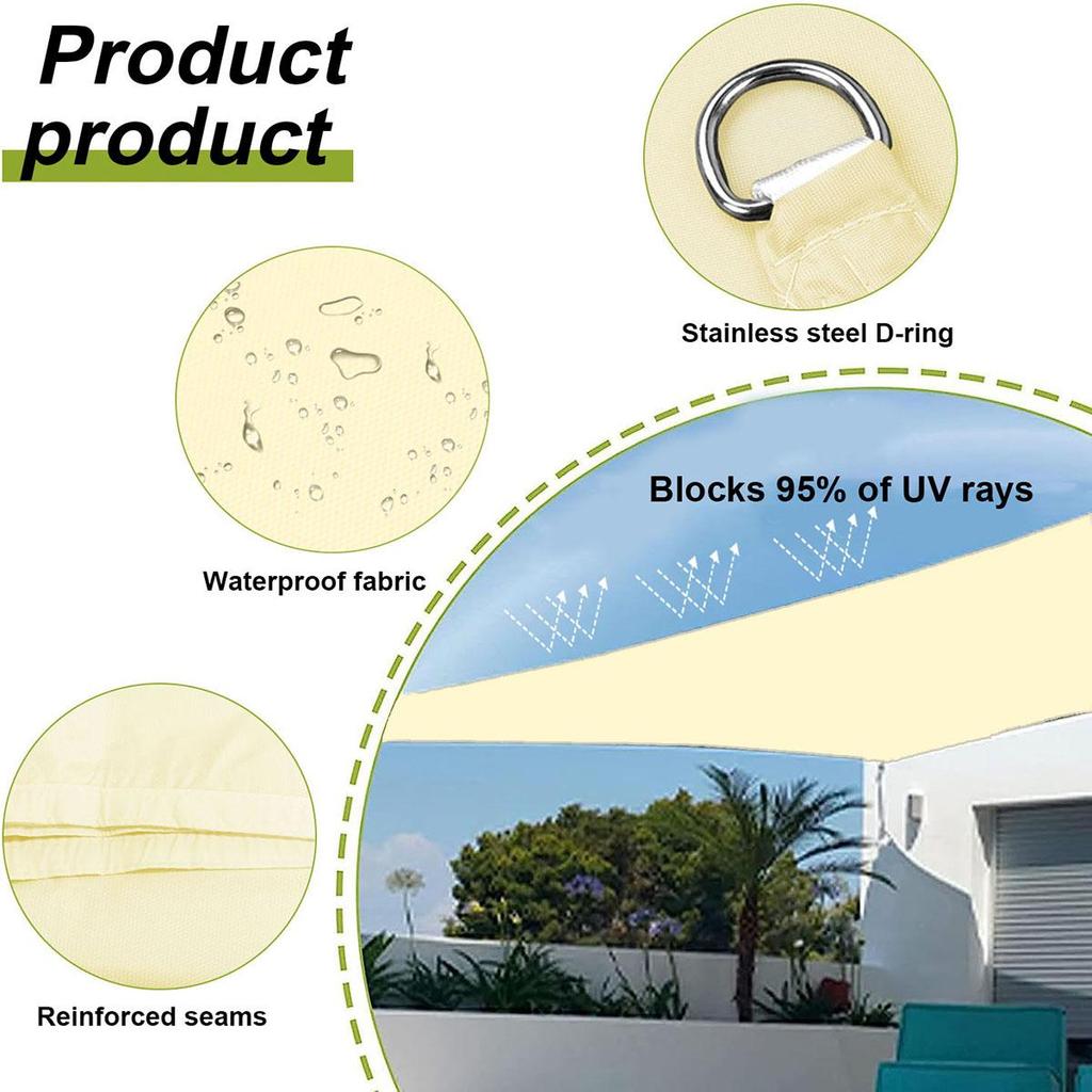 Теневые паруса, треугольный садовый патио, устойчивый к ультрафиолетовому излучению водонепроницаемый тент из полиэстера, навес для бассейна, навес для кемпинга и пешего туризма