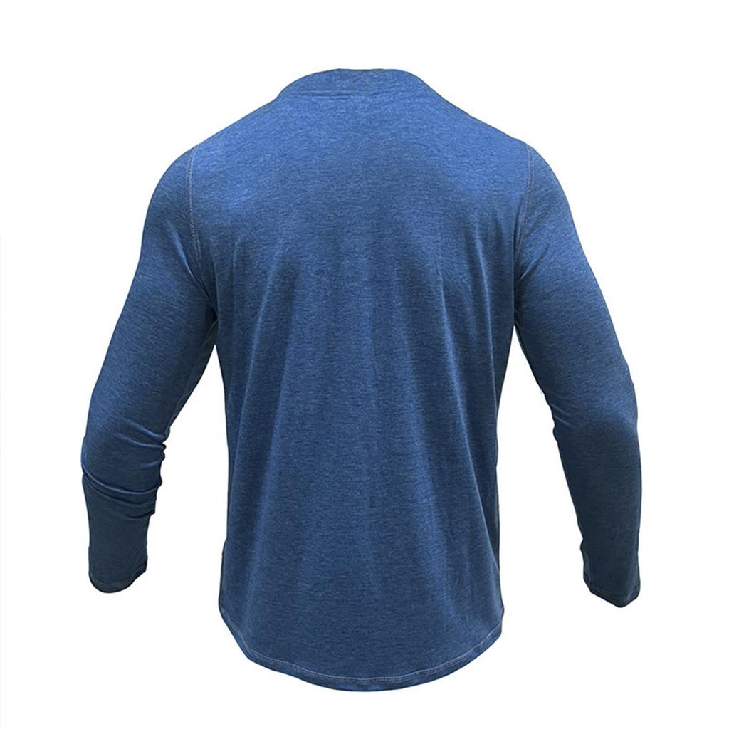 Men's Round Neck Long Sleeved Button Down Shirt Base Men's T-shirt