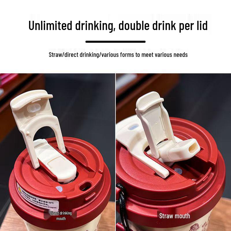 Кружка-термос для двух напитков «Ландыш» - нержавеющая сталь 316 с веревкой для переноски