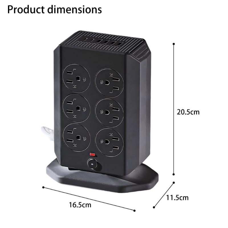 Vertical Type Power Strips 12 Outlets Small Design Outlet Tower for Home and Offices Space Saving Plastic Construction