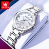 OLEVS 9985 Elegance Women Original Quartz Movement Watch Ceramic Steel Calendar Window Diamond Luminous Waterproof Watch