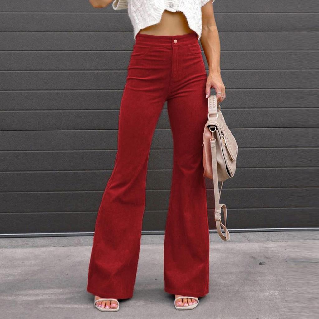 Women's High Waist Casual Pants Solid Color  Loose Straight Leg Trousers Women