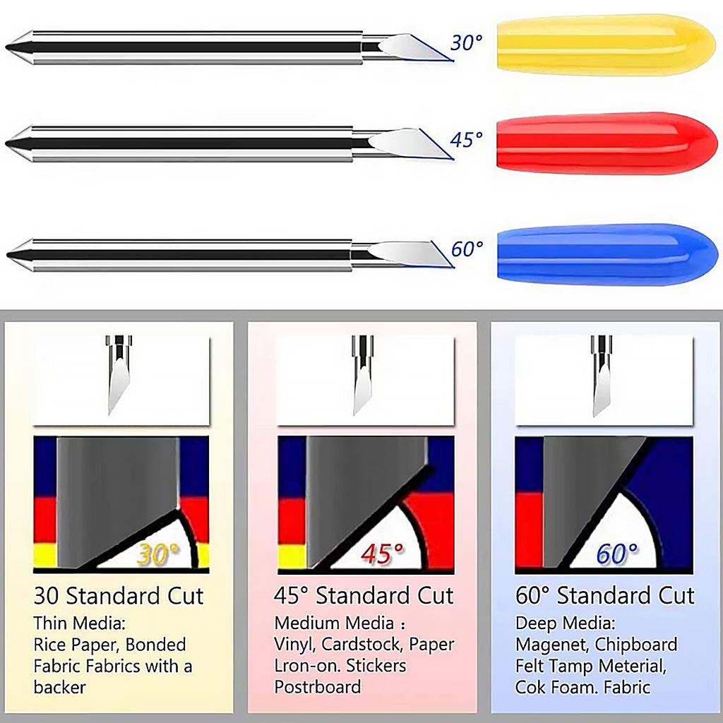 Лезвия для Cricut Explore 3/Air 2/Air/One/ Cricut Maker 3/Maker Прочный корпус 30/45/60 градусов Лезвия для плоттера для резки Cricut