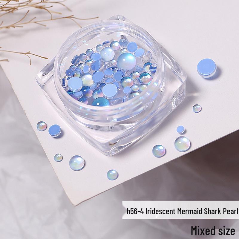 Стразы для ногтей Русалочка Жемчуг Аврора: Кристальные бусины конфетных цветов для декора ногтей (Плоский снизу)