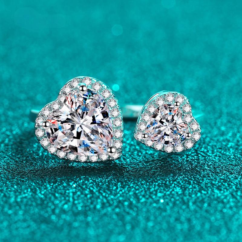 2.5cttw Heart Cut Genuine Moissanite Wedding Rings for Women Adjustable 925 Sterling Silver Girls Birthday Gift Wholesale