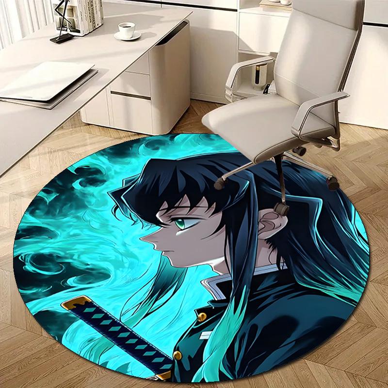 1pc Tokitou Muichirou Print Round Carpet Chair Round Carpet Suitable for Bedroom Living Room Home Decorative Carpet