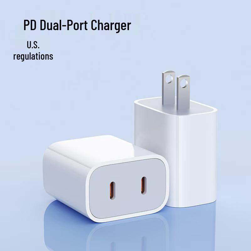 Быстрое зарядное устройство PD40W с двумя портами USB-C для устройств Apple - Стандарт США/ЕС, двойной порт