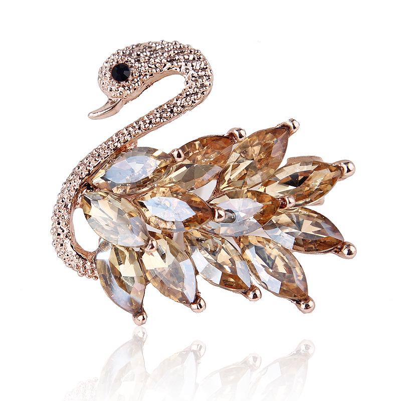 Fashion Cute Alloy Crystal Swan Brooch Pin Brooch Clothing Accessories Brooch Men's and Women's