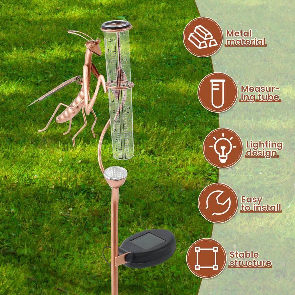 Металлическая декоративная метеостанция с солнечной подсветкой, морозостойкая, акриловая, для сада, сбор дождевой воды