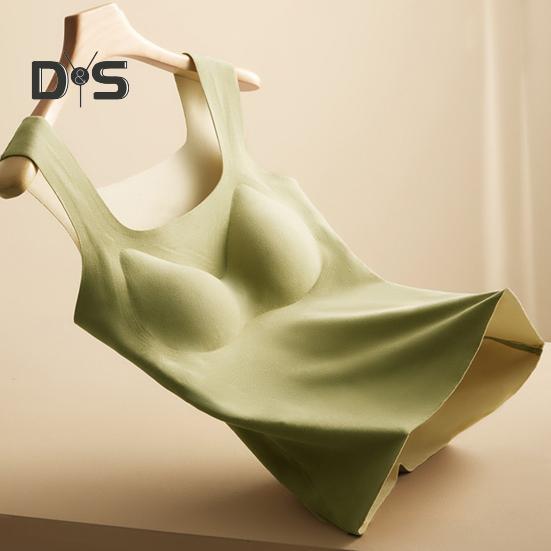 Winter Women Thermal Vest with Chest Pads Seamless Velvet Fast Temperature Lock Heating Square Neck Slim Fit Elastic Sleeveless Inner Wear Bottoming