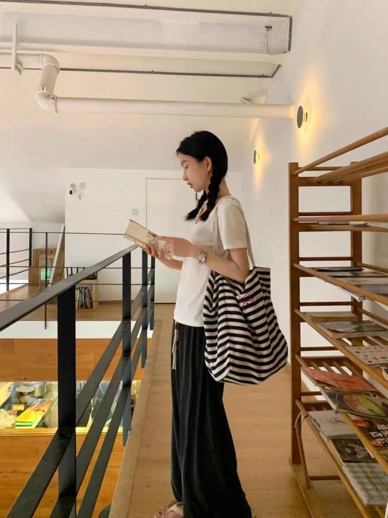 Милая вышитая холщовая сумка-тоут большой вместимости для повседневного шопинга в непринужденном стиле