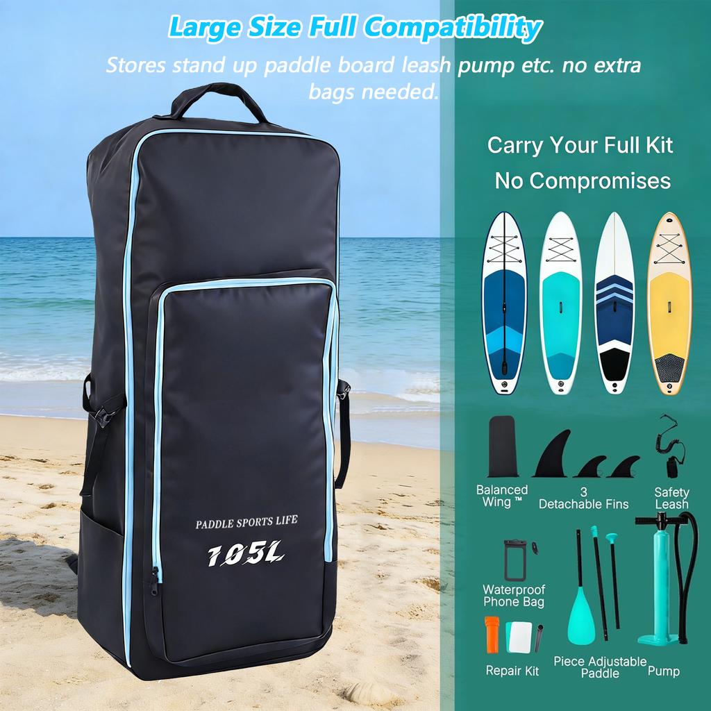 Large Capacity Paddle Board Backpack Stand Up Paddle Backpack Easy Access Storage Design Lightweight Travel Outdoor Adventure Gear
