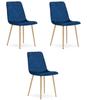 Turin Chair - Navy Blue Velvet / Wood-Colored Legs X 3
