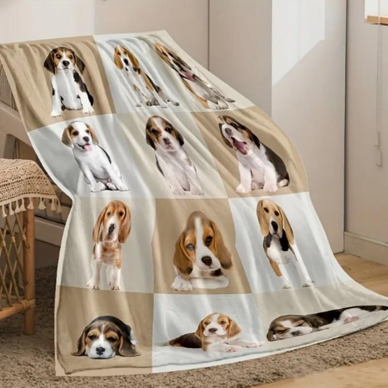 VIKAMA Cute Beagle Flannel Blanket - Soft and Lightweight, Suitable for All Seasons, Perfect for Napping, Machine Washable