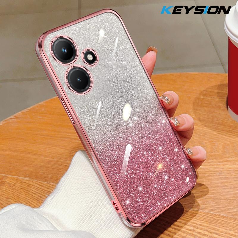 KEYSION Роскошный чехол-бампер с покрытием и блестками для Infinix Hot 30i 30, прозрачный, из мягкого ТПУ, противоударная задняя крышка для Infinix Hot 30 30i