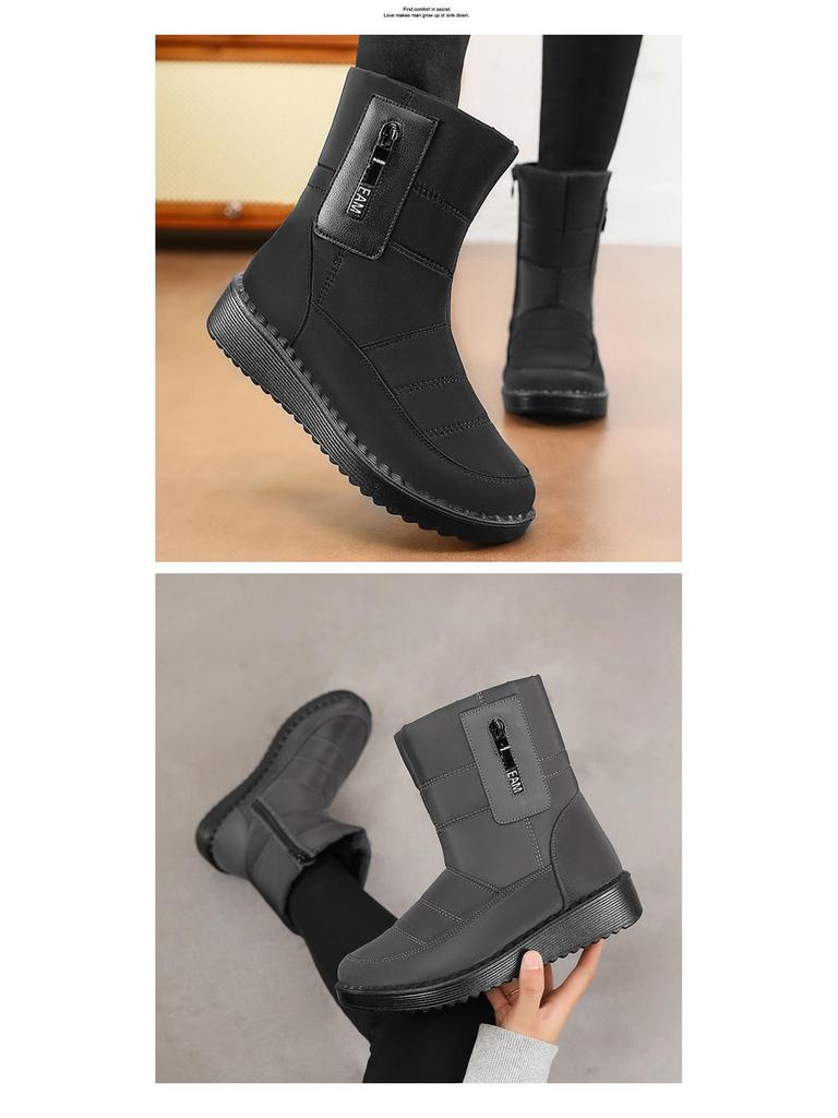 Женские зимние длинные сноубутсы на флисовой подкладке - Хлопок, Полиуретан, Теплые и Утепленные для Занятий Спортом на Открытом Воздухе