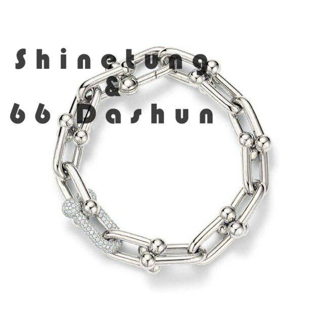 Браслет-цепочка Shinetung Trend с бриллиантами для мужчин и женщин, роскошные ювелирные изделия в подарок с логотипом T-цепочка высокого качества