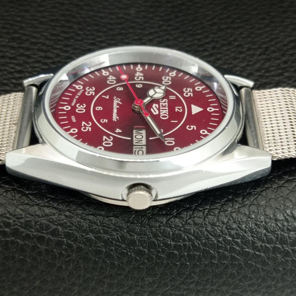 ВИНТАЖНЫЕ АВТОМАТИЧЕСКИЕ SEIKO 5 6309A ВОССТАНОВЛЕННЫЕ ЯПОНСКИЕ МУЖСКИЕ ЧАСЫ С КРАСНЫМ ЦИФЕРБЛАТОМ a444642-1