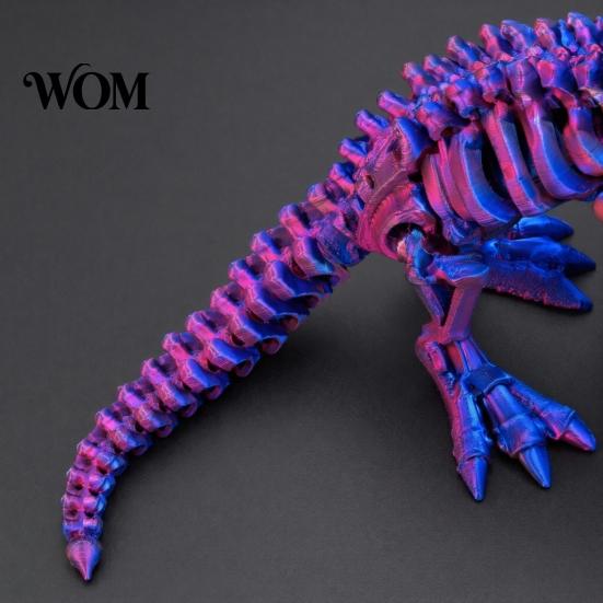 Настольное украшение-динозавр, 3D-печатная фигурка, с подвижными суставами, гладкое открывающееся украшение, модель Тираннозавра Рекса, миниатюрная, с градиентной металлической текстурой