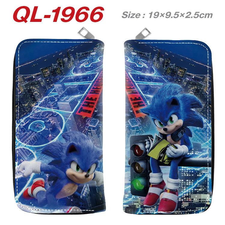 Sonic PU Zip Long Wallet Anime Hedgehog Handbag Clutch Card Holder Coin Purse Blue 1pcs