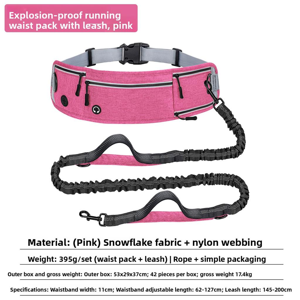 Explosion-proof shock-absorbing reflective multi-functional and adjustable nylon sports waist pack with pet leash 2