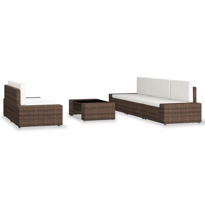 VidaXL Garden Furniture Set 6 Pcs Woven Resin Brown
