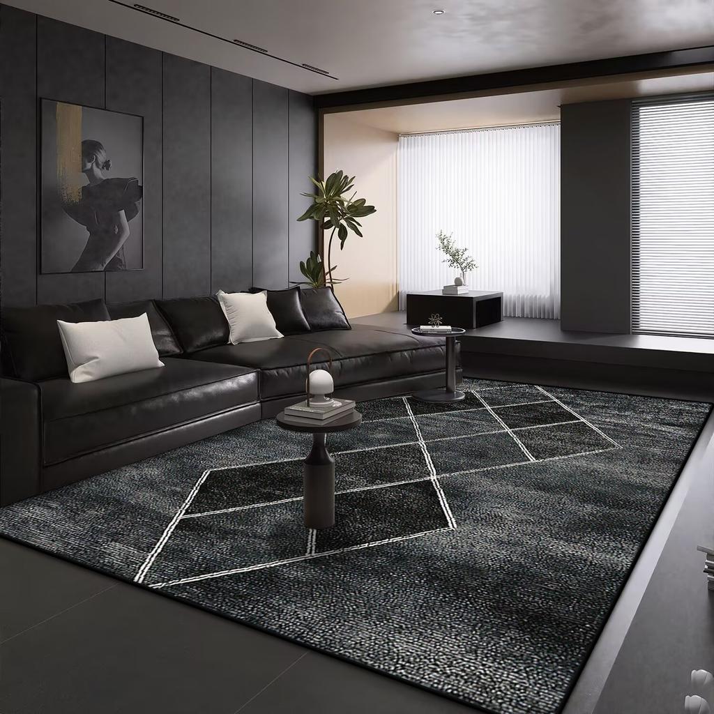 Modern Geometry Large Living Room Carpet Black Decoration Home Carpets Non-slip Rugs for Bedroom Decor Lounge Sofa Floor Mat