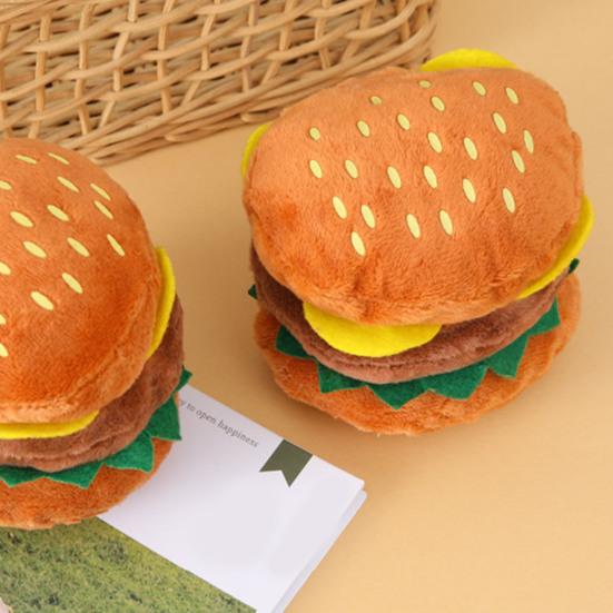 Интерактивная плюшевая игрушка для собаки, имитирующая гамбургер, со встроенным звуком, для чистки зубов, для снятия скуки, милые игрушки для собак