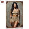 Винтажная металлическая настенная картина «Девушка с татуировками» 8x12 дюймов - Деревенская железная декоративная табличка для бара, кафе, спальни, офиса - Ретро-комната в стиле татуировок Д