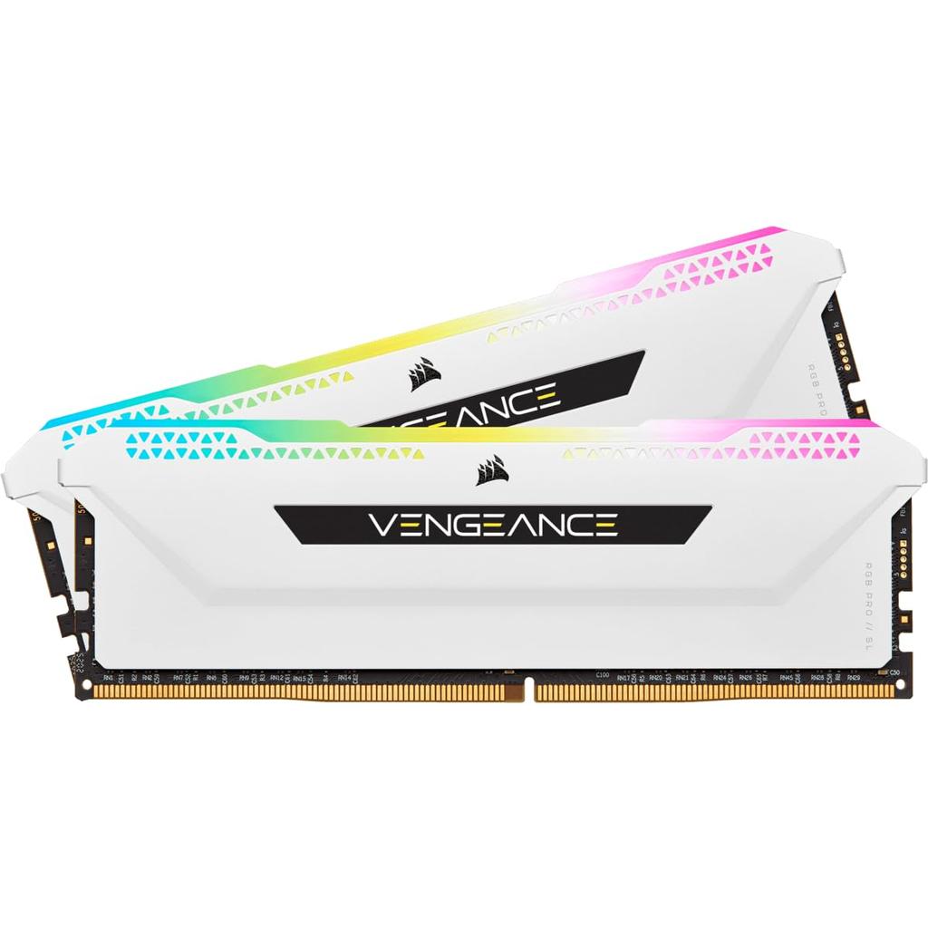 CORSAIR VENGEANCE RGB PRO SL DDR4 Memory 32GB x Maximum 3600MHz Intel XMP Compatible CL18 Desktop PC White CMH32GX4M2D3600C18W (16GB 2)