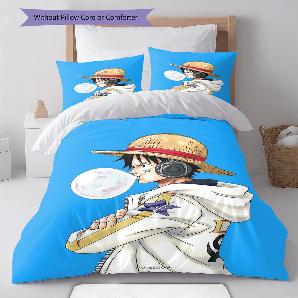 Luffy D Pattern Bedding Quilt Set Quilt Cover Pillowcase Home Birthday Gift(1 * duvet cover + 2 * pillowcase, without core)